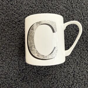 QUEENS ALPHABET White Mug Letter C Made in England Porcelain 12 oz Cup Micro OK